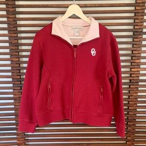 Oklahoma University Red Quilted Zip-Up Jacket